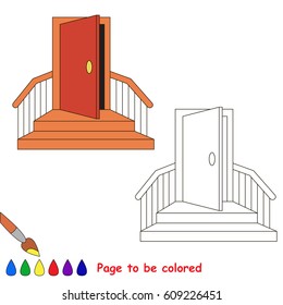 Door to be colored, the coloring book for preschool kids with easy educational gaming level.