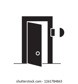 Door bell black vector concept icon. Door bell flat illustration, sign