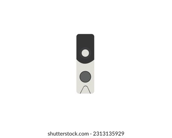 Door bell camera, Solar Doorbell icon in vector. Close Up Of Woman Ringing Front Doorbell Equipped With Security Video Camera vector