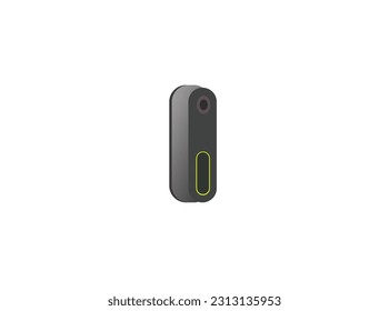 Door bell camera, Solar Doorbell icon in vector. Close Up Of Woman Ringing Front Doorbell Equipped With Security Video Camera vector