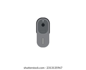 Door bell camera, Solar Doorbell icon in vector. Close Up Of Woman Ringing Front Doorbell Equipped With Security Video Camera vector