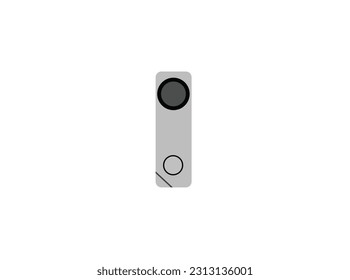 Door bell camera, Solar Doorbell icon in vector. Close Up Of Woman Ringing Front Doorbell Equipped With Security Video Camera vector