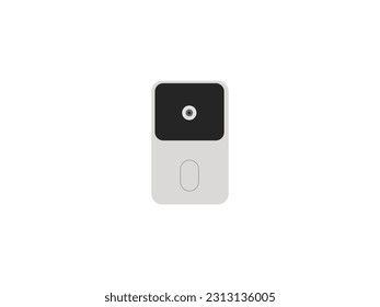 Door bell camera, Solar Doorbell icon in vector. Close Up Of Woman Ringing Front Doorbell Equipped With Security Video Camera vector