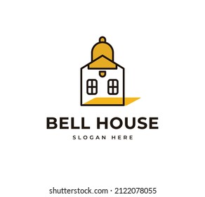 Door bell house shake vector logo design. Minimalist line building home logo design