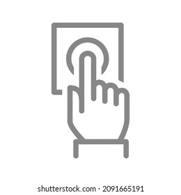 Door bell line icon. Ring the door bell symbol