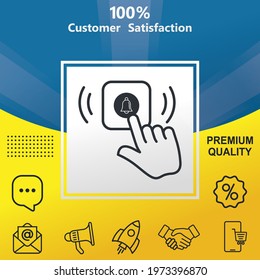 Door bell vector glyph color icon. With yellow and blue background option