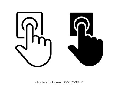Door bells vector icons set. Finger pressing button. Ring the doorbell symbol
