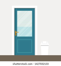 Door and bin vector. wallpaper. free space for text. copy space.