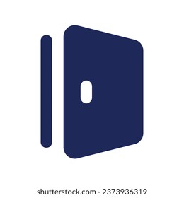 Door black glyph ui icon. Emergency exit. Fire evacuation. Hotel security. User interface design. Silhouette symbol on white space. Solid pictogram for web, mobile. Isolated vector illustration