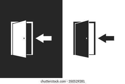 Door  -  black and white icons. Vector illustration