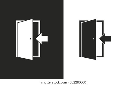 Door  -  black and white icons. Vector illustration
