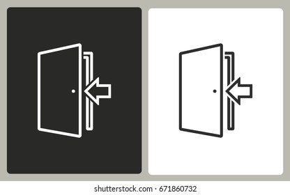 Door - black and white icons. Vector illustration.