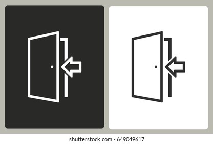 Door - black and white vector icons. Illustration isolated for graphic and web design.
