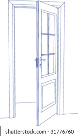 Door in blueprint style