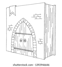 Door in the book graphic black white isolated sketch illustration vector