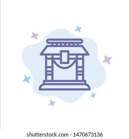 Door, Bridge, China, Chinese Blue Icon on Abstract Cloud Background. Vector Icon Template background