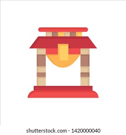 Door, Bridge, China, Chinese  Flat Color Icon. Vector icon banner Template