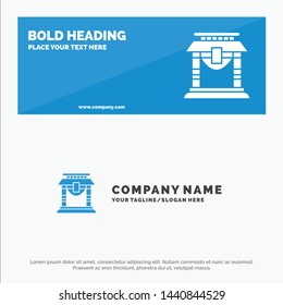 Door, Bridge, China, Chinese SOlid Icon Website Banner and Business Logo Template