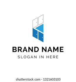 Door Of Cabinet Logo Icon Template Design