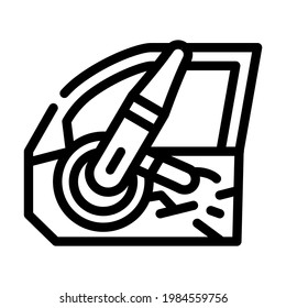 door car polishing line icon vector. door car polishing sign. isolated contour symbol black illustration