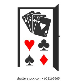 Door and card suit. Card suit icon.