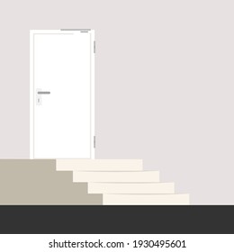Door cartoon and stair. vector.