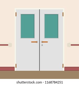 Door cartoon vector. free space for text.