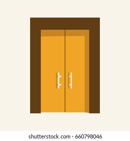 Door cartoon vector on pastel background.