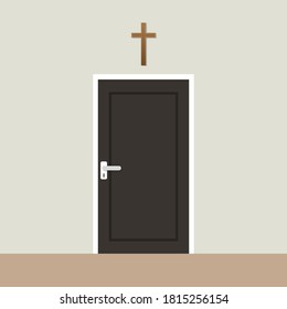 Door cartoon vector. Wood cross vector. 