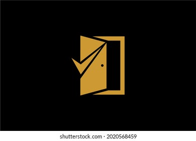 Design-Vektorgrafik für Tür und Checkliste Logo-Zeichen für Immobilien.