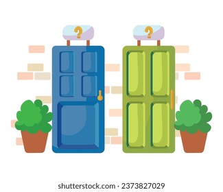 door choice alternative isolated illustration