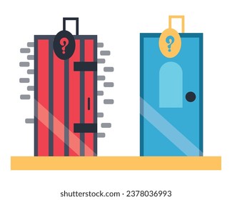 vector de ilustración de elección de puerta aislado