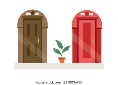 door choice and plant vector isolated
