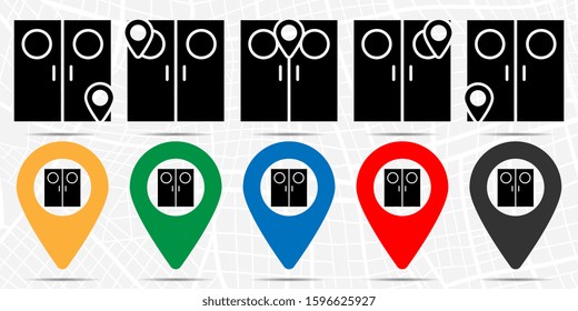 Door to the cinema icon in location set. Simple glyph, flat illustration element of cinema theme icons