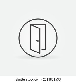Door in Circle vector concept round icon or symbol in thin line style