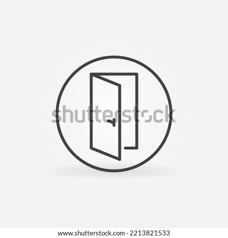 Door in Circle vector concept round icon or symbol in thin line style