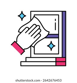 Door Cleaning Vector Filled outline illustration style icon. EPS 10 file 