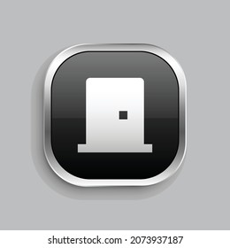 door closed fill icon design. Glossy Button style rounded rectangle isolated on gray background. Vector illustration