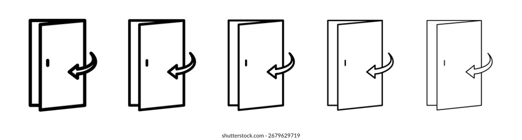 Logotipo do ícone fechado de porta na coleção de linhas de traçado