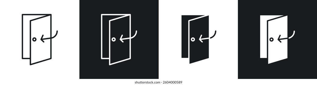 Door closed icon symbol collection on white background.