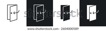Door closed icon symbol collection on white background.