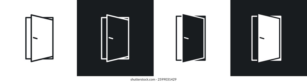 Door closed icons in flat and linear vector illustration on white background.