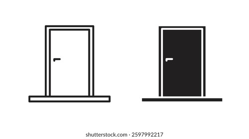 Door closed line icon vector set.