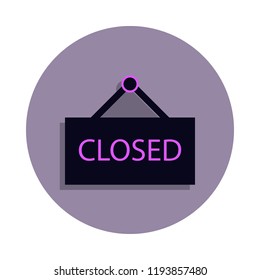 door closed sign icon in badge style. One of web collection icon can be used for UI, UX