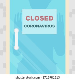 Door closed with the text closed coronavirus on it