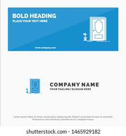 Door, Closed, Wood, Plant SOlid Icon Website Banner and Business Logo Template. Vector Icon Template background