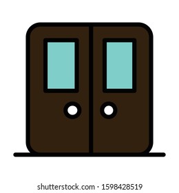 Door colored outline icon vector illustration logo template for many purpose