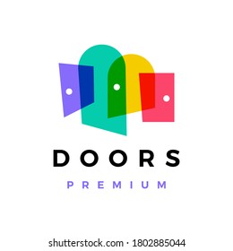 door colorful overlap logo vector icon illustration