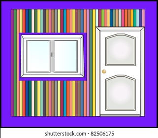  door and colorful wall vector