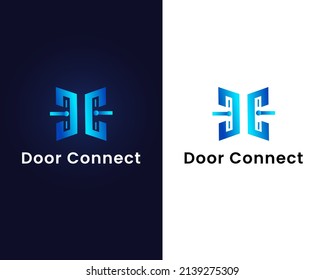 puerta con plantilla de diseño de logotipo de conexión